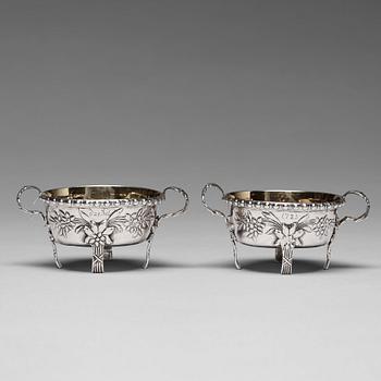 208. A Pair of Swedish 18th century parcel-gilt silver salts, mark of Sven Dahlström, Gävle 1783.