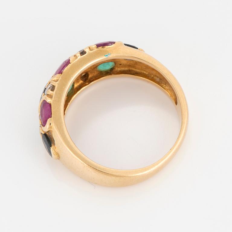 RING, with emerald, ruby, sapphire and diamonds.
