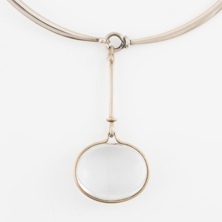 Vivianna Torun Bülow-Hübe, necklace, sterling silver and rock crystal, Georg Jensen, Denmark.