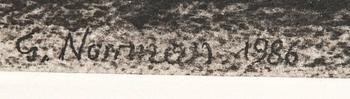 Gunnar Norrman, charcoal drawing signed and dated 1986.