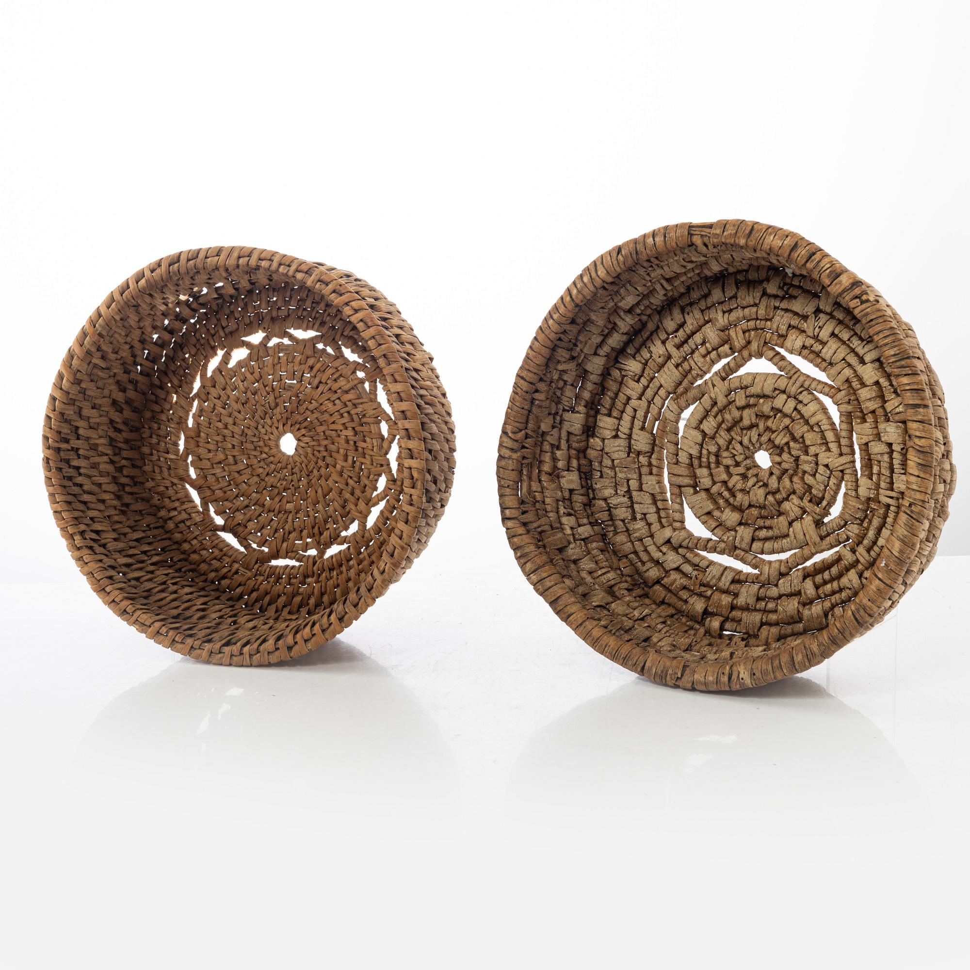 Root baskets, 4 pcs, folk art, 19th century.