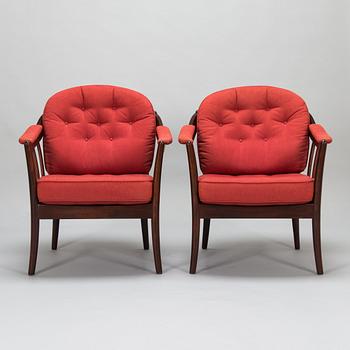 A pair of Swedish 'Andorra' easy chairs, Bröderna Andersson, Ekenässjön AB, latter half of the 20th century.