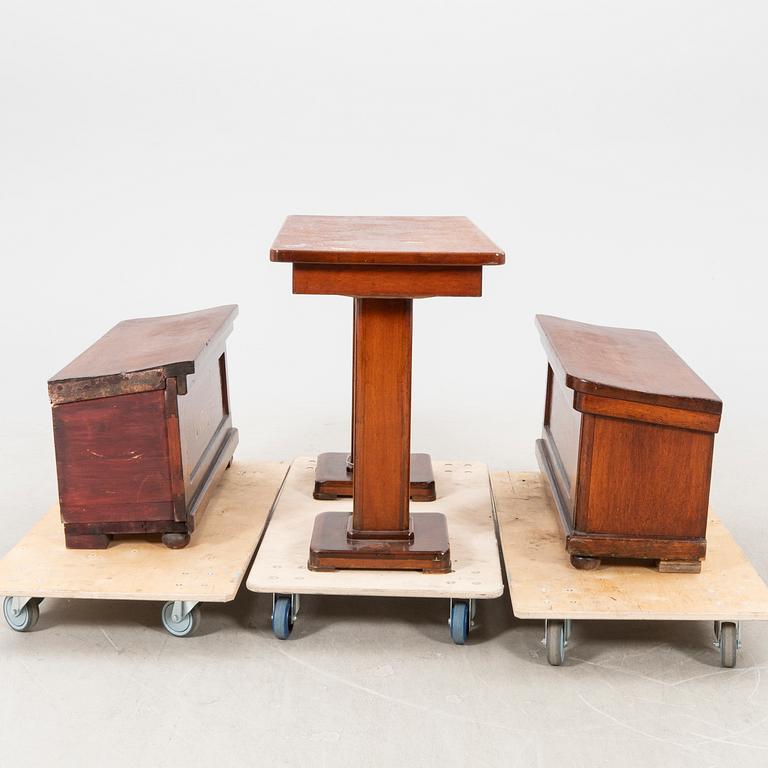 A set of table and two benches from a ship 20th century.