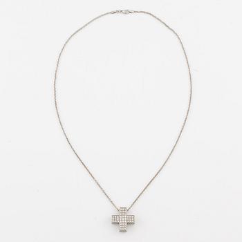 Pendant in the form of a cross with a chain 18K white gold set with round brilliant-cut diamonds.