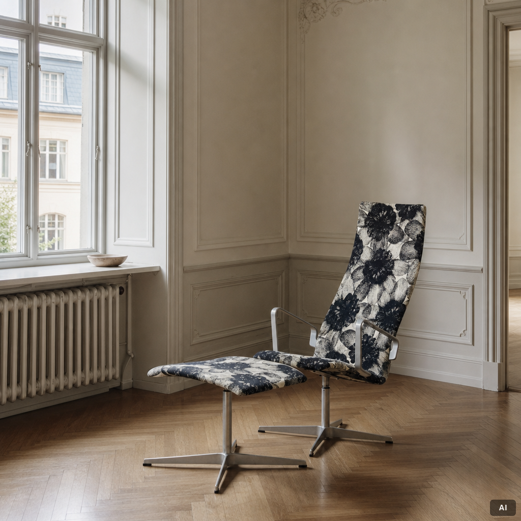 Arne Jacobsen, Stol med fotpall, Fritz Hansen, Danmark, 2000-tal.