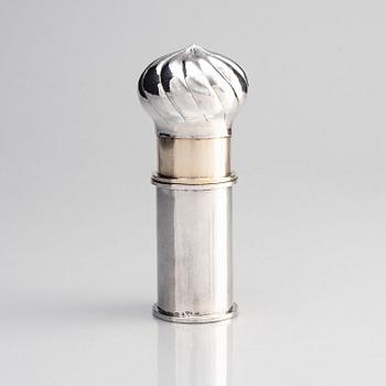 Anders Ericson, a silver, part gilt, pepper grinder, Kristianstad 1971.