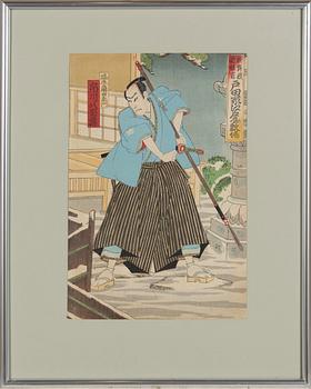 Utagawa Kunisada (Toyokuni III), Utagawa Kunisada, six woodblock prints, Kabuki actors.