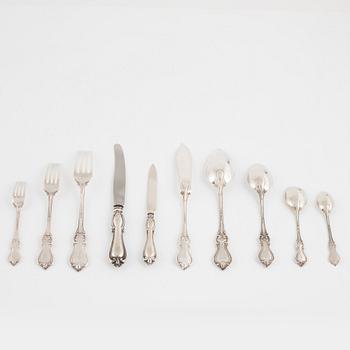 Bestickservis, 45 delar, silver, C.G. Hallberg, Stockholm, 1910-1919.