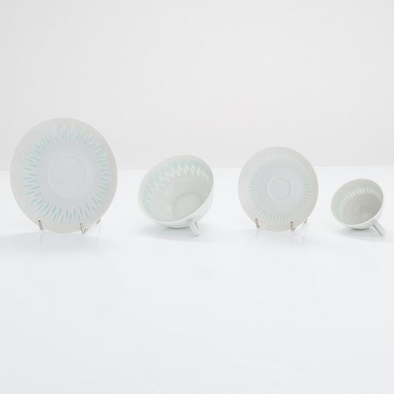 Friedl Holzer-Kjellberg, tea and mocha/espresso set, 19 pairs, rice porcelain, signed F.H.Kj Arabia.