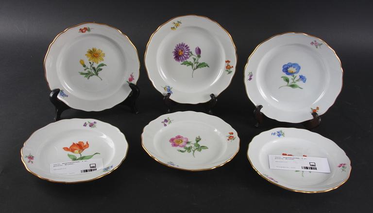 FRUKTTALLRIKAR, 6 st, porslin, Meissen.