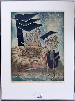 ROBERTO MATTA, färgetsning, sign o numr 17/100.