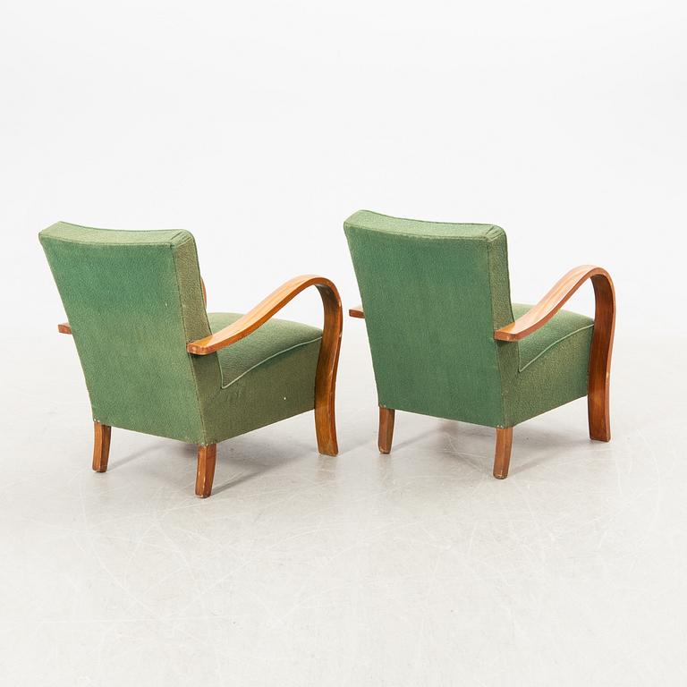 Armchairs, a pair, 1940s.
