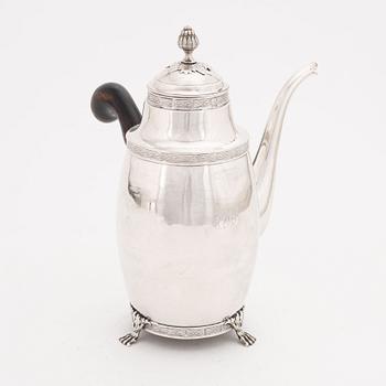 Anders Lundqvist, kaffekanna, silver, senempire, Stockholm 1843.