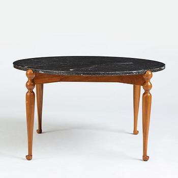 Josef Frank, a model 2168 walnut and black marble top sofa table, Svenskt Tenn, probably 1950's.