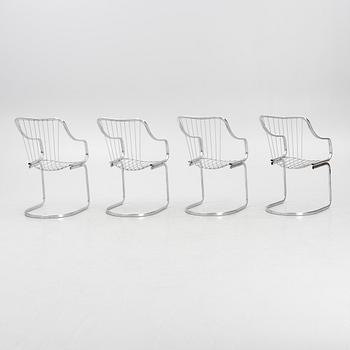 Willy Rizzo, a set of four armchairs, Cidue, Italy 1970s-80s.