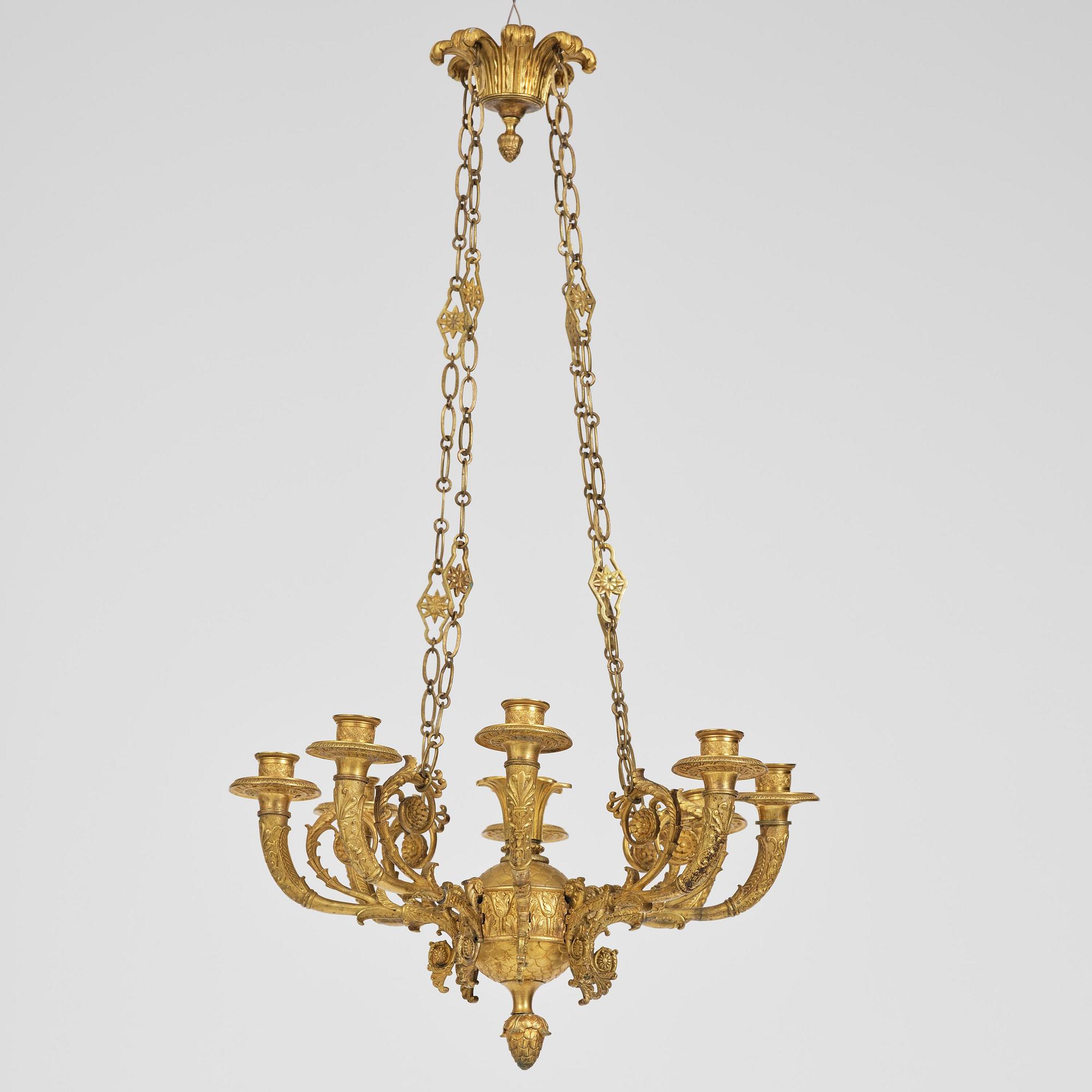 Ampel. för åtta ljus, Frankrike, 1800-talets första hälft, Empire.