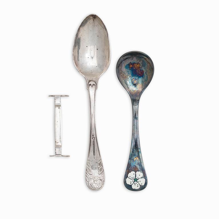 A set of sterling silver and enamel christmas cutlery, Michelsen, Denmark 1940s-1960s (34 pieces).