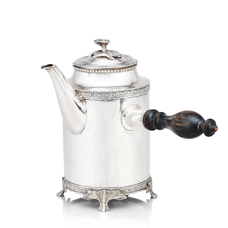 A Swedish Gustavian 18th century silver coffee-pot, mark of Petter Eneroth, Stockholm 1792.