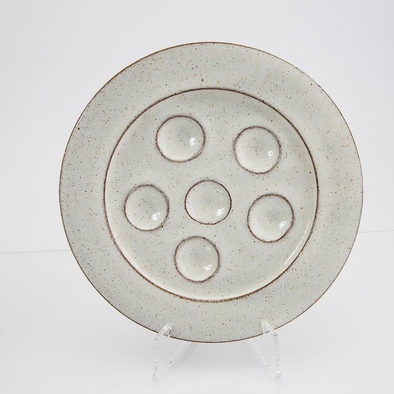 Signe Persson-Melin, a set of 10 pcs dinner service pewter galzed stoneware 1950s.