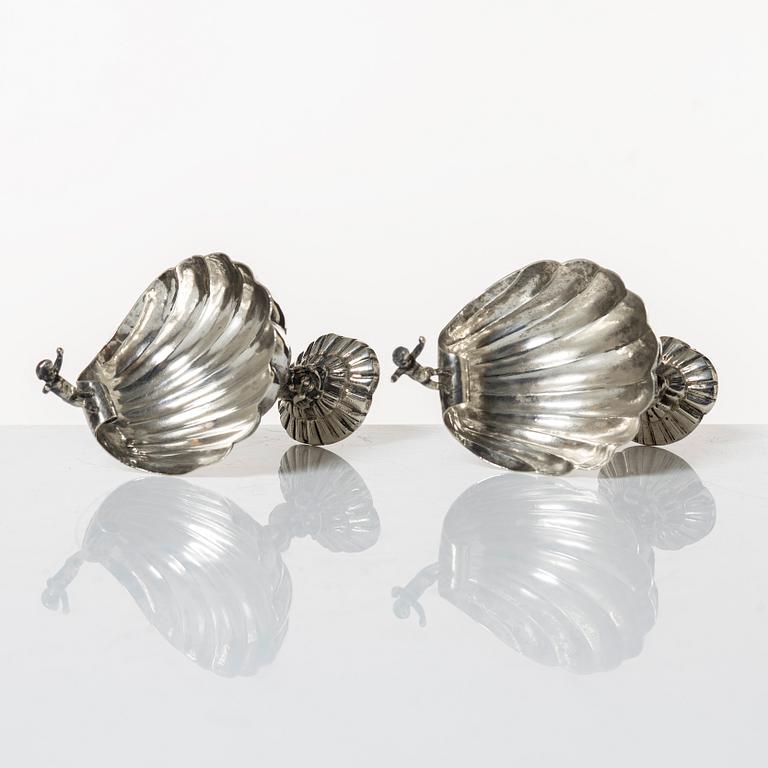 Salt cellars, a pair, silver, Empire style, 20th century.