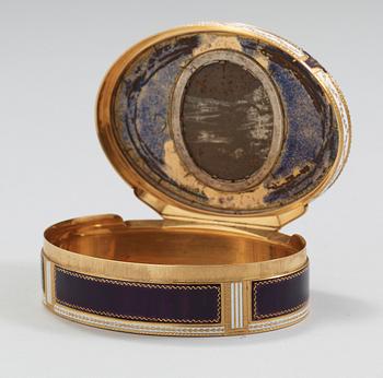 A Swiss late 18th century gold and enamel snuff-box.
