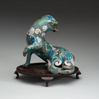 A cloisonné figure of a Buddhist Lion, Qing dynasty (1644-1912).
