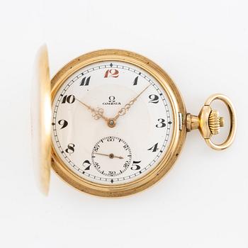 Omega, pocket watch, 14K gold, lever escapement, "Red Twelve", 52.5 mm.