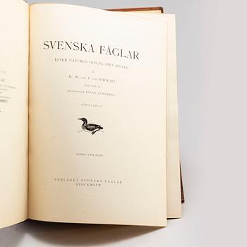 M, W & F VON WRIGHT, bokverk, 3 band, "Svenska fåglar", Förlaget Svenska Fåglar, Stockholm, 1927-1929.