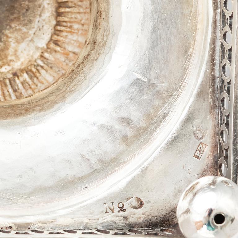Pehr Zethelius, ljusstakar, ett par, silver, Stockholm 1795. Gustavianska.