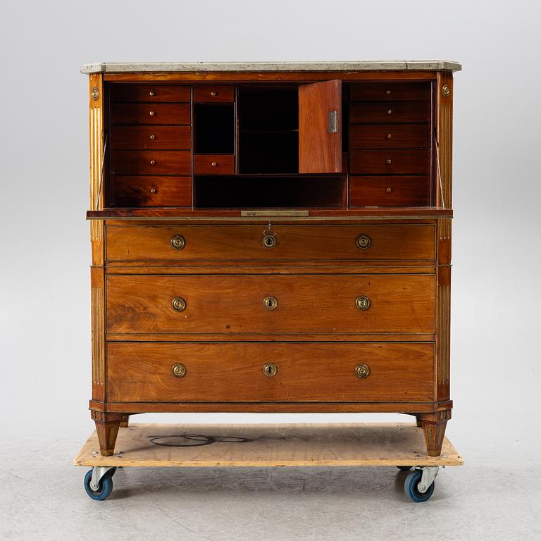 Secretary, late Gustavian, late 18th century, signed.