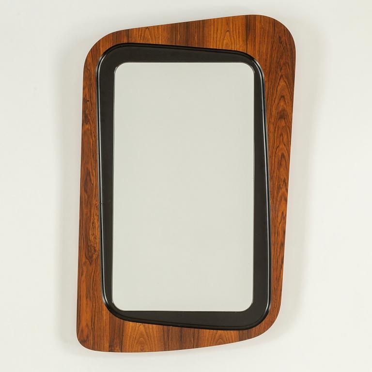 A swedish 1950s-60s mirror, Glas & Trä, Hovmantorp. Signed with label.
