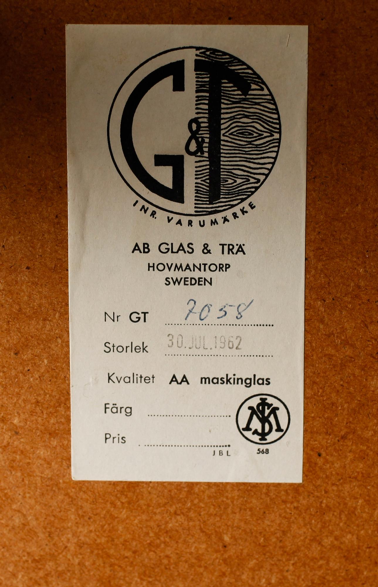 SPEGEL MED BORD, AB Glas & Trä, 1900-talets andra hälft.