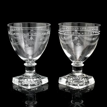 18 wineglasses, 19th century.