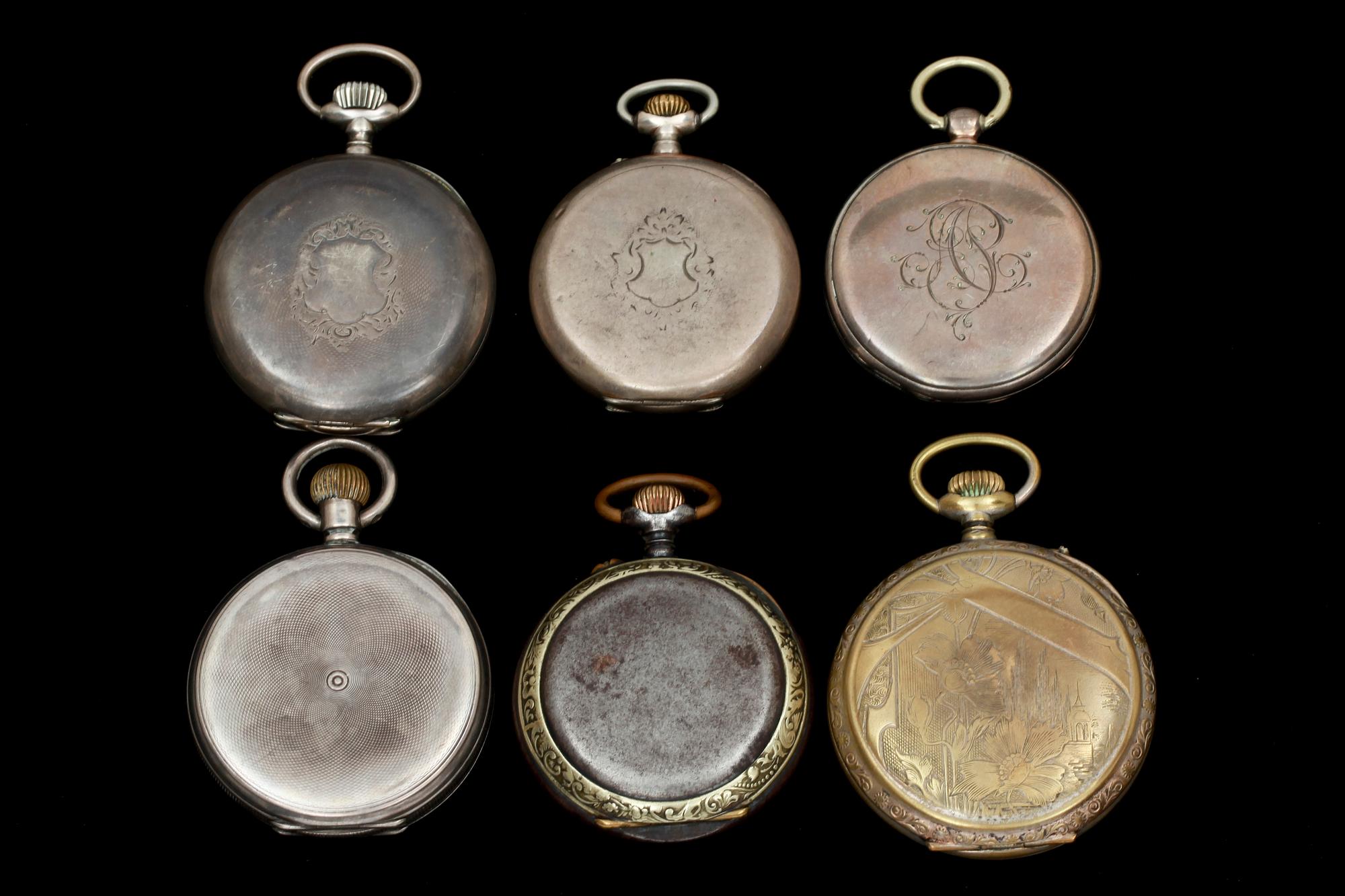 HERRFICKUR, 6 st, bl a silver, omkring år 1900.