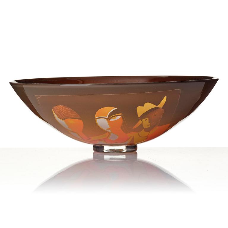 Klas-Göran Tinbäck, a blasted glass bowl, blown by Wilke Adolfsson, 1985.