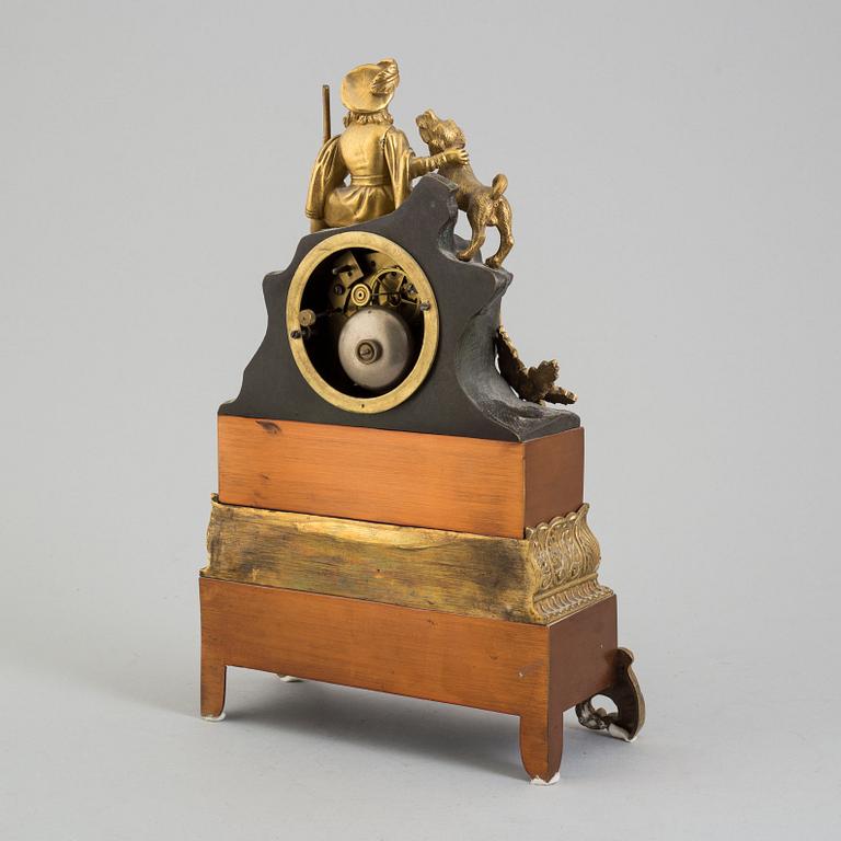 An early 20th century bronze and copper rococo style mantle clock,