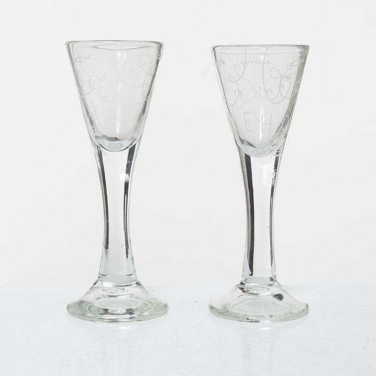 Jonas Bohlin, A pair of shot glasses, 'A glass, Reijmyre, 1997.