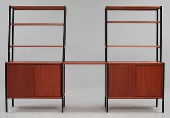 BOKHYLLOR, ett par, "Variette", Bertil Fridhagen, Bodafors, 1950/60-tal.