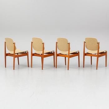 ARNE VODDER, four teak chairs, France & Daverkosen, mid 20th century.