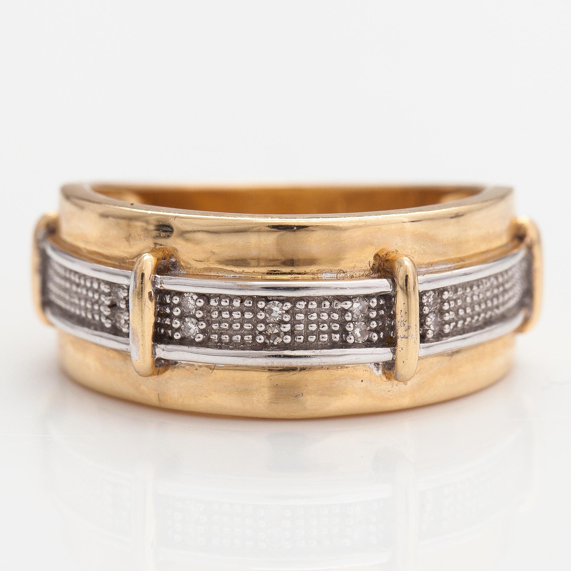 Ring, 14K guld, diamanter ca. 0.05 ct tot.