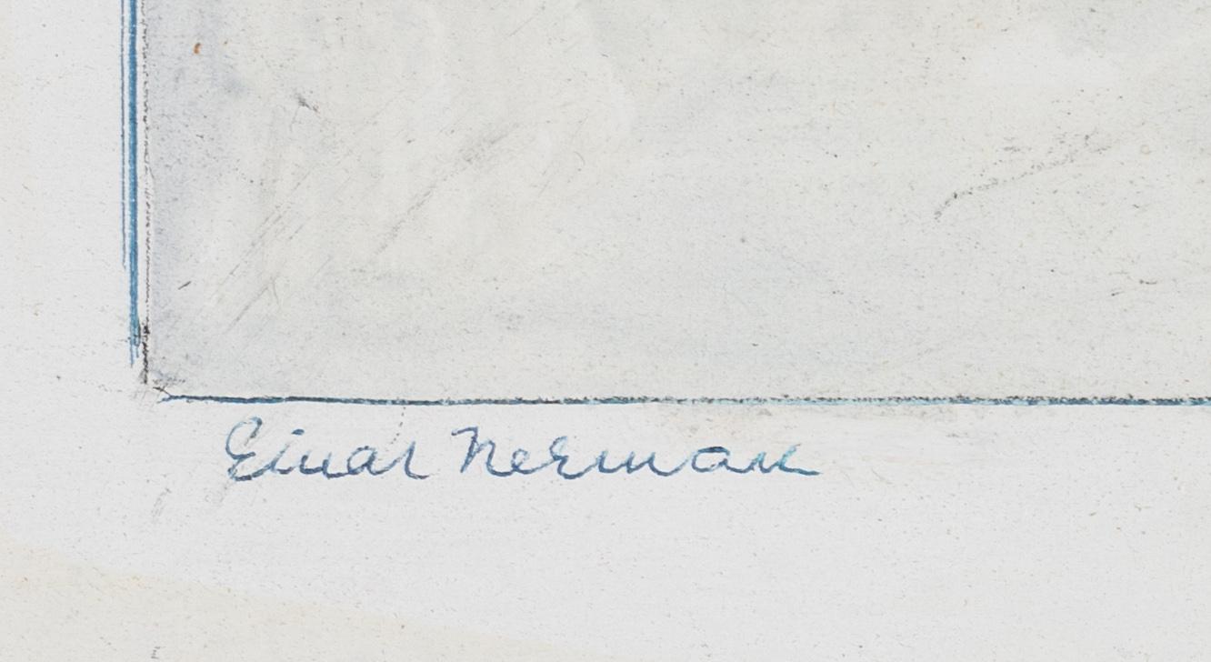 Einar Nerman, mixed media on panel, signed.