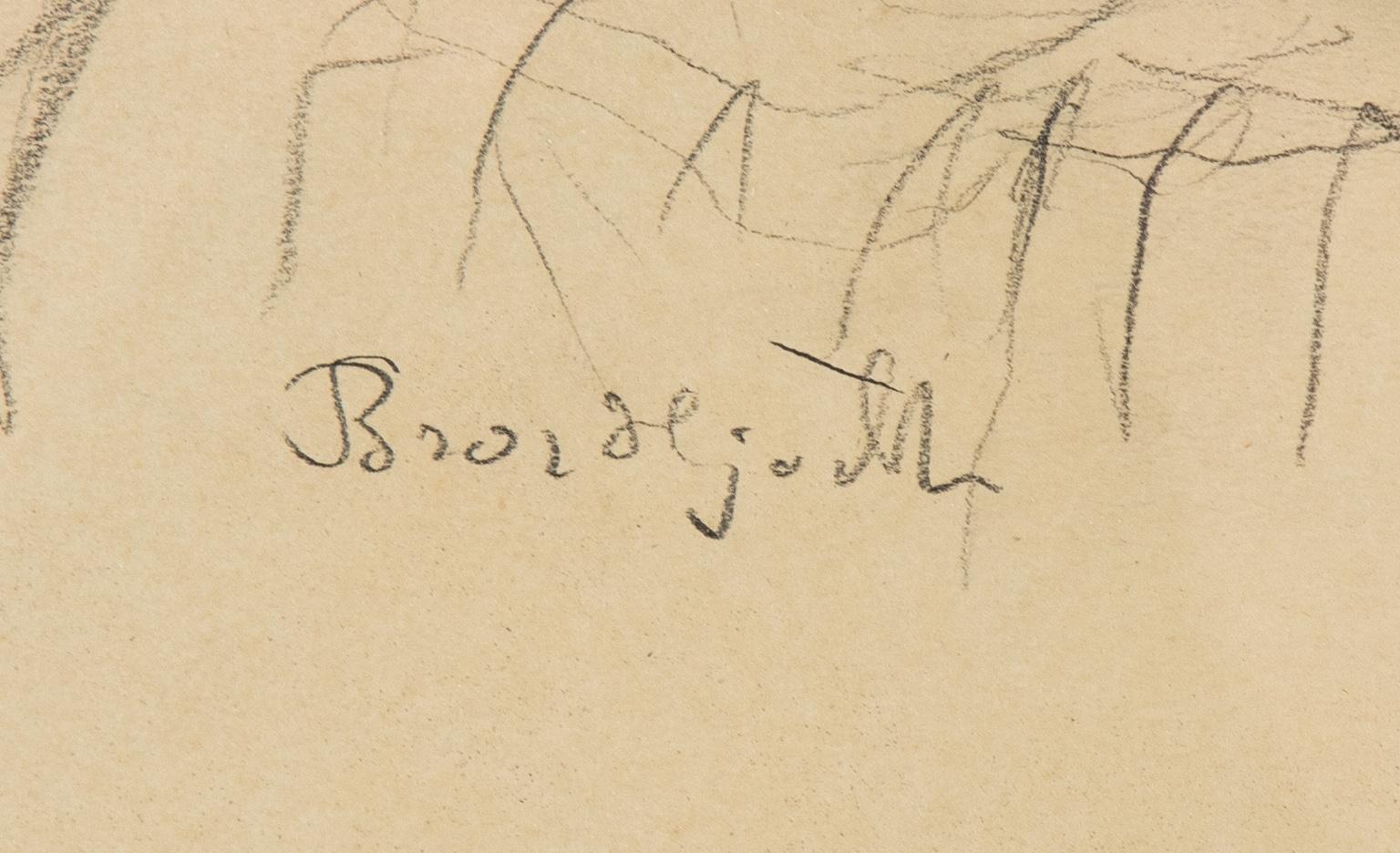 Bror Hjorth, teckning, signerad.