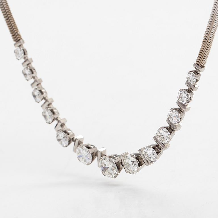 A 14K white gold necklace, with brilliant-cut diamonds totalling approximately 11.94 ct. With certificate.