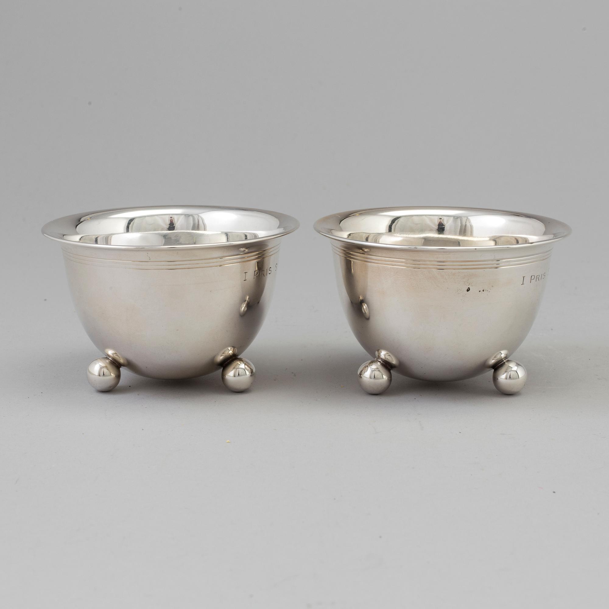 a pair of silver bowls by W.A Bolin, Stockholm 1931.