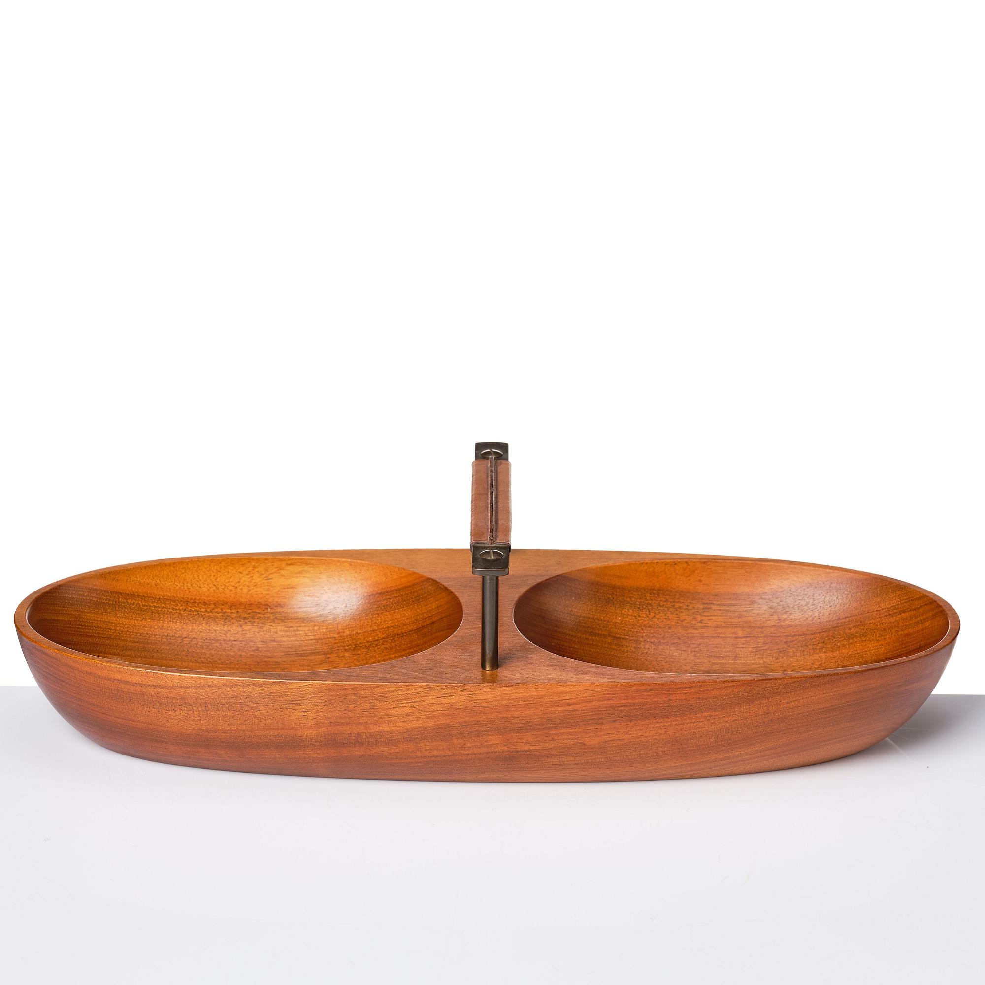 Carl II Auböck, a mahogany nut bowl and a  nutcracker, Carl Auböck workshops, Vienna Austria, probably 1950's.