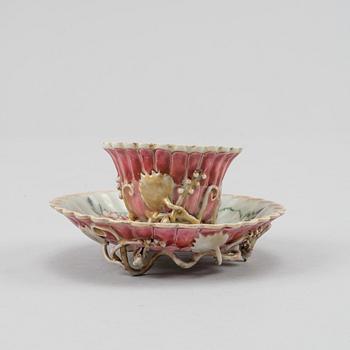 A famille rose cup with stand, Qing dynasty, Yongzheng (1723-35).