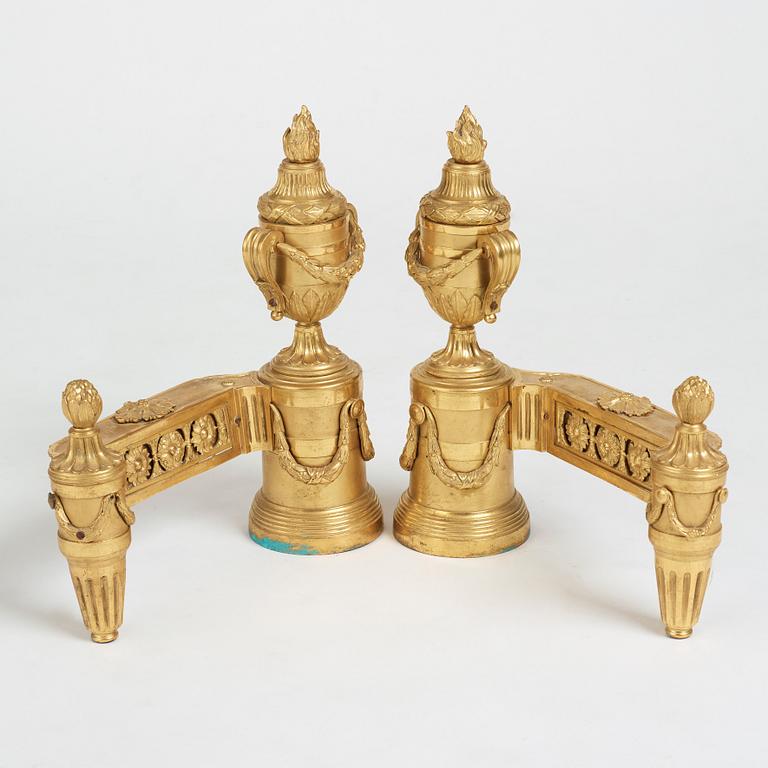 A pair of Louis XVI 18th Century bronze chenets.