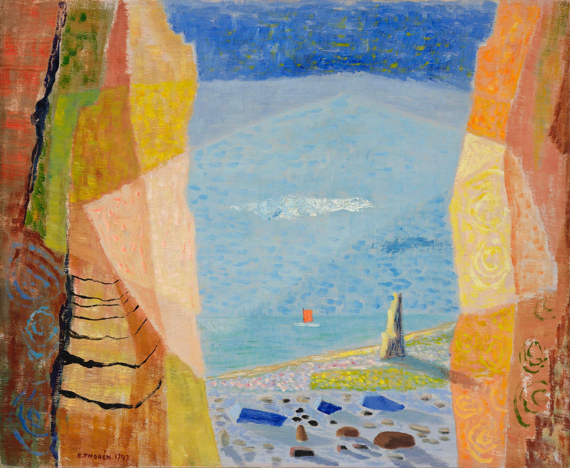 Esaias Thorén, "Strand mellan ljusa klippor".