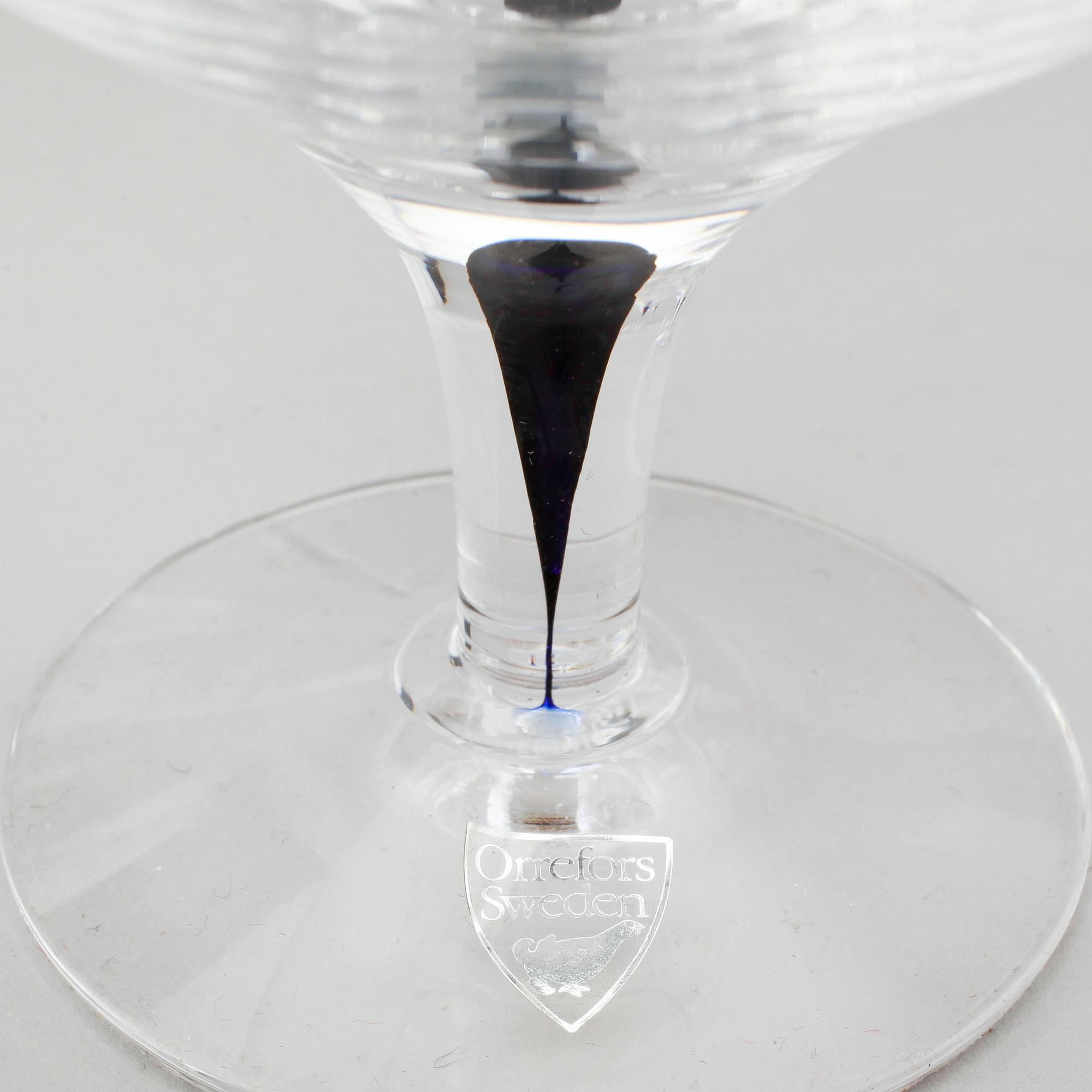 KONJAKSKUPOR, 12 st, glas, "Intermezzo", Erika Lagerbielke, Orrefors.