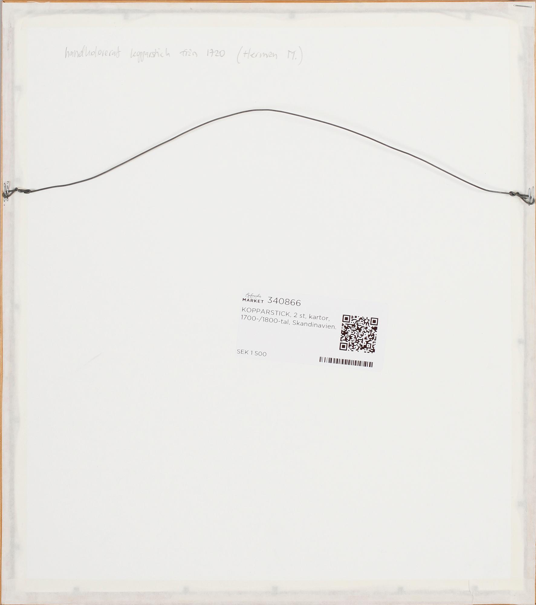 KOPPARSTICK, 2 st, kartor, 1700-/1800-tal, Skandinavien.